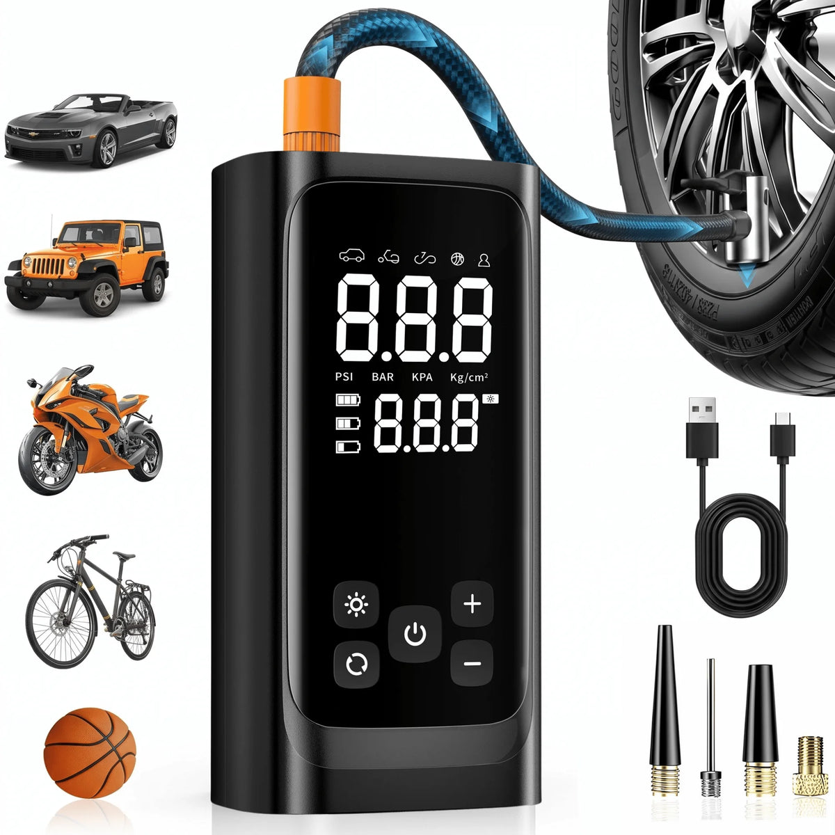 Portable Wireless Car Air Compressor Cordless Electric Tire Inflator Pump for AUTO Tyre Motorcycle Bicycle Boat Balls Inflatable